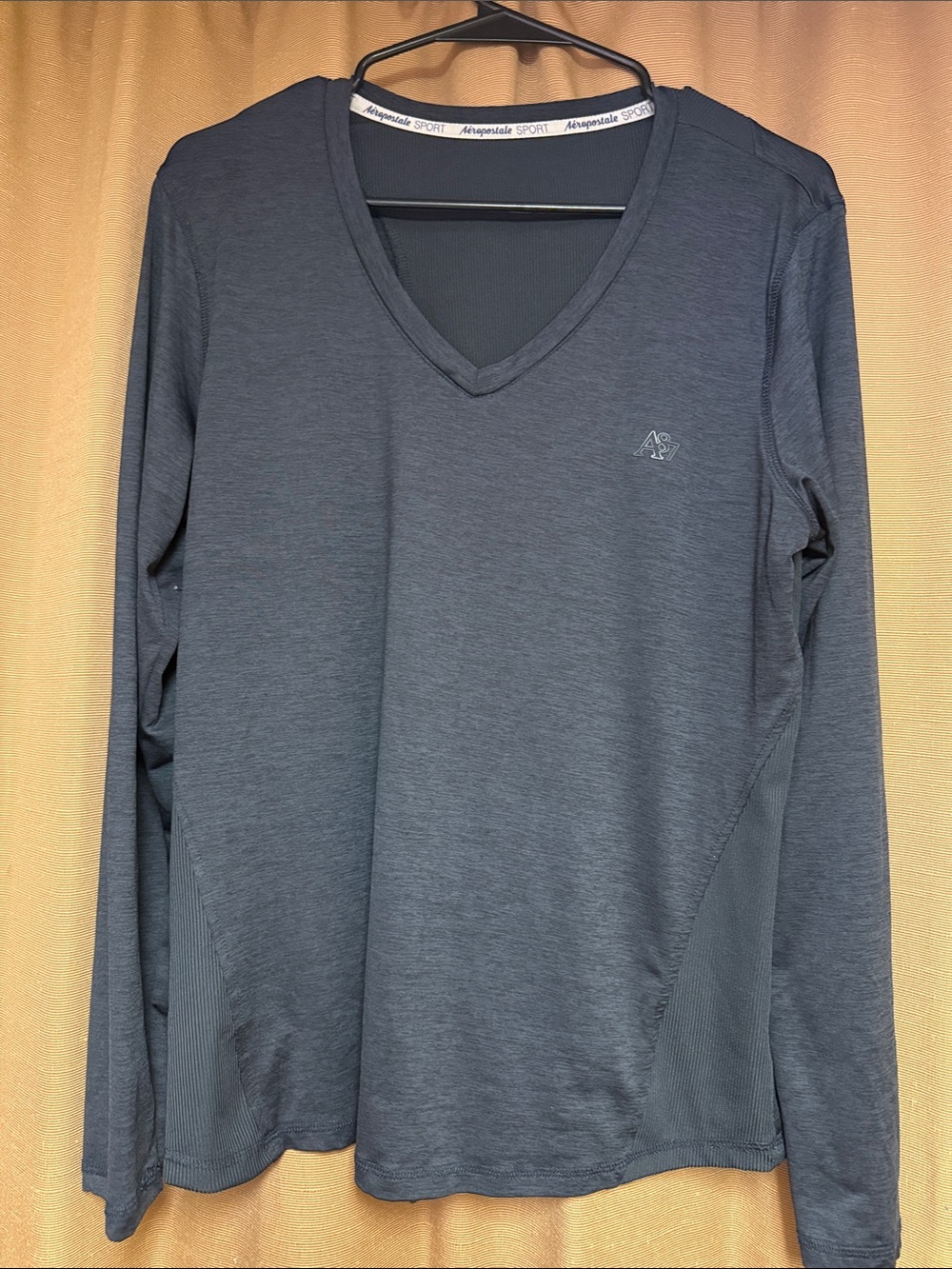 Aeropostale Men’s Long Sleeve V-Neck Shirt - Charcoal